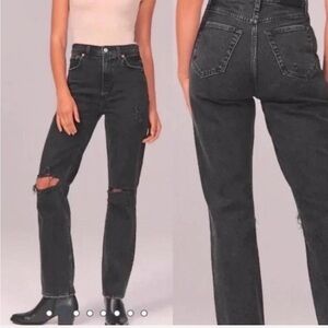 Abercrombie & Fitch 90s Ultra High Rise Straight Ripped Jeans